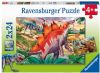 Ravensburger Puzzel Wilde Oertijddieren Dino 2x24 Stukjes online kopen