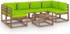 VIDAXL 7 delige Loungeset pallet met kussens ge&#xEF, mpregneerd grenenhout online kopen