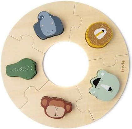 TRIXIE Baby Accessoires Wooden round puzzle Lichtbruin online kopen