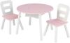 KidKraft Kinderopbergtafel en stoelen set roze massief hout 26165 online kopen