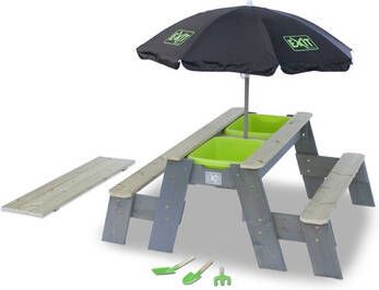 EXIT TOYS EXIT Aksent zand -, water en picknicktafel(2 bankjes)met parasol en tuingereedschap online kopen