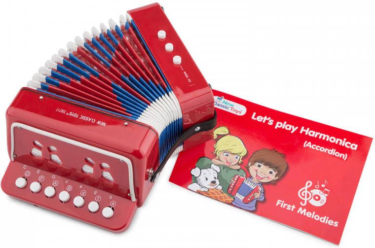 New Classic Toys Accordeon Met Muziekboek Junior 19 Cm Rood online kopen